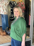Classic Leopard Blouse - Green