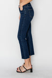 MID RISE RAW EDGE HEM STRAIGHT JEANS