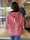 STRIPED SWEATER HOODED JACKET