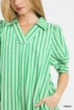 Striped Puff Sleeve Midi Dress
