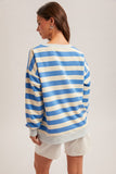 Oversized French Terry Striped Sweatshirt - Blue