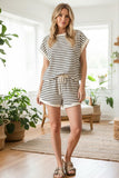 Striped Terry Top And Shorts Sets