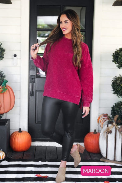 Alexis Corded Vintage Pullover - Maroon