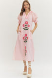 Spring Flowers Striped Dress