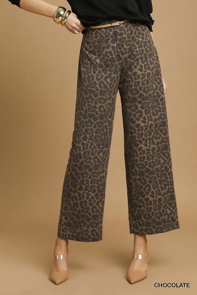 Animal Print Non- Stretch Wide Leg Pants