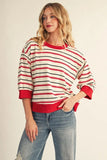 Mollie Striped 3/4 Sleeve Top