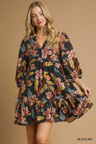 Tropical Floral Ruffle Mini Dress
