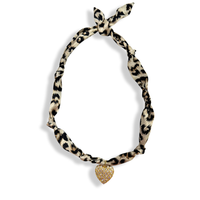 Leopard Heart Scarf Bandana Necklace