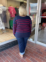 STRIPED ROUND NECK SWEATER TOP