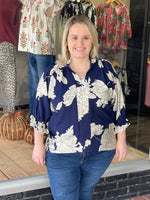 Peony Print High Neck Top