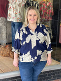 Peony Print High Neck Top