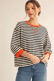 3/4 Sleeve Casual Striped Top
