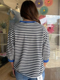 3/4 Sleeve Causal Striped Top