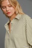 Henley Style Striped Sweatshirt