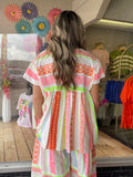 PRINTED COTTON GAUZE OVERSIZED TOP