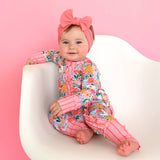 Cecelia Floral RUFFLE ZIP Bamboo One Piece Baby Outfit