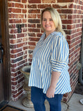 Striped Puff Sleeve Blouse