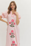 Spring Flowers Striped Dress