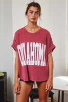 Oklahoma Oversize Graphic Top - Crimson