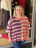 Blend Multicolor Stripe Short Slv Sweater