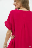 Textured Gauze Split-Neck Boho Blouse