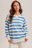 Oversized French Terry Striped Sweatshirt - Blue
