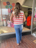 Stephi Striped Sweater Vest - Coral