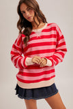Oversized French Terry Sweatshirt- Red