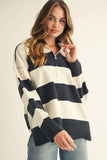 Varsity Striped Pullover - Charcoal