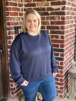 Cable Texture Knit Pullover Sweatshirt