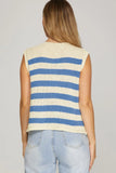 Stephi Striped Sweater Vest - Blue