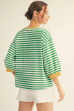 3/4 Sleeve Casual Striped Top