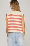 Stephi Striped Sweater Vest - Coral