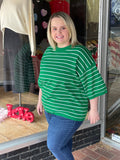 Striped Knit Short Sleeve Top