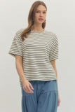 Textured Stripe Tee - White/Black
