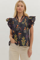 Botanical Flutter Sleeve - Black