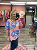 Floral V-Neck Puff Sleeve Top