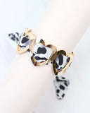 Evanston Heart Scarf Bracelet Gray Leopard