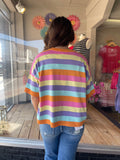 Multi Stripe Color Knitted Sweater Top