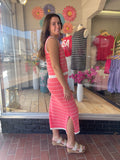 STRIPED KNIT SWEATER TANK AND SKIRT SET