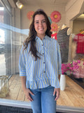 Striped Button Down Peplum Top