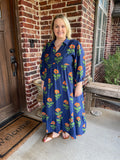 Floral Print Maxi Dress with Bubble Sleeves