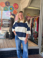 Polly Color Block Top - Navy