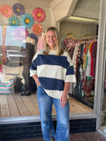 Polly Color Block Top - Navy