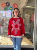 Flower Patch Sweatshirt - Red