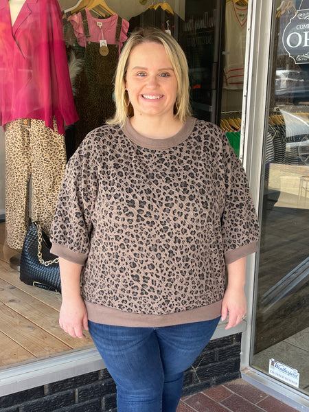 Leopard 3/4 Sleeve Top