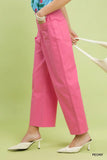 High Waist Wide Leg Crop Pants - Pink