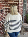 Striped Varsity Sweater with Buttons