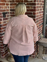 Striped Button Up - Rust