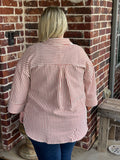 Striped Button Up - Rust